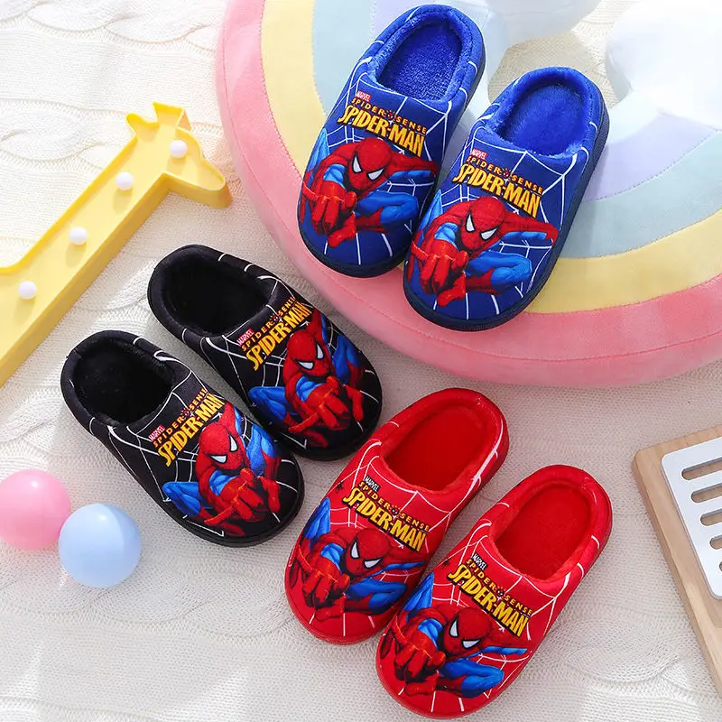 Kids cotton Slippers Spider Man shoes Anti Slip And warm insulation    Soft  And Comfortable