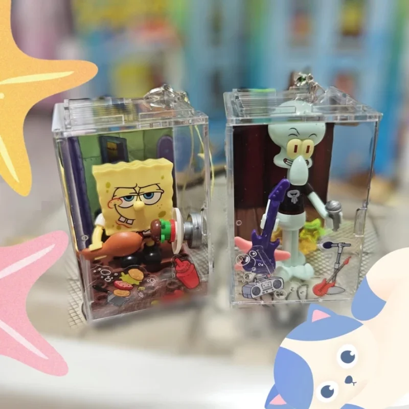Bikini Bottom Spongebob Mini Hanging Block Blind Box Cute Cartoon Desktop Decor Trendy Collectible Surprise Gift For Fans