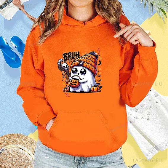 

Funny Cute Cartoon Ghosts Graphic Hallowmas Hoodie Trick or Treat Warm and Windproof Harajuku Casual Fashion Couple Hoodies