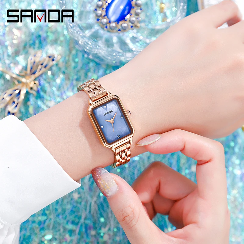 SANDA P1049 Retro Watch New Starry Sky Women\'s Watches Small Steel Dial Waterproof Fashionble Casual Ladies Quartz Wristwatches