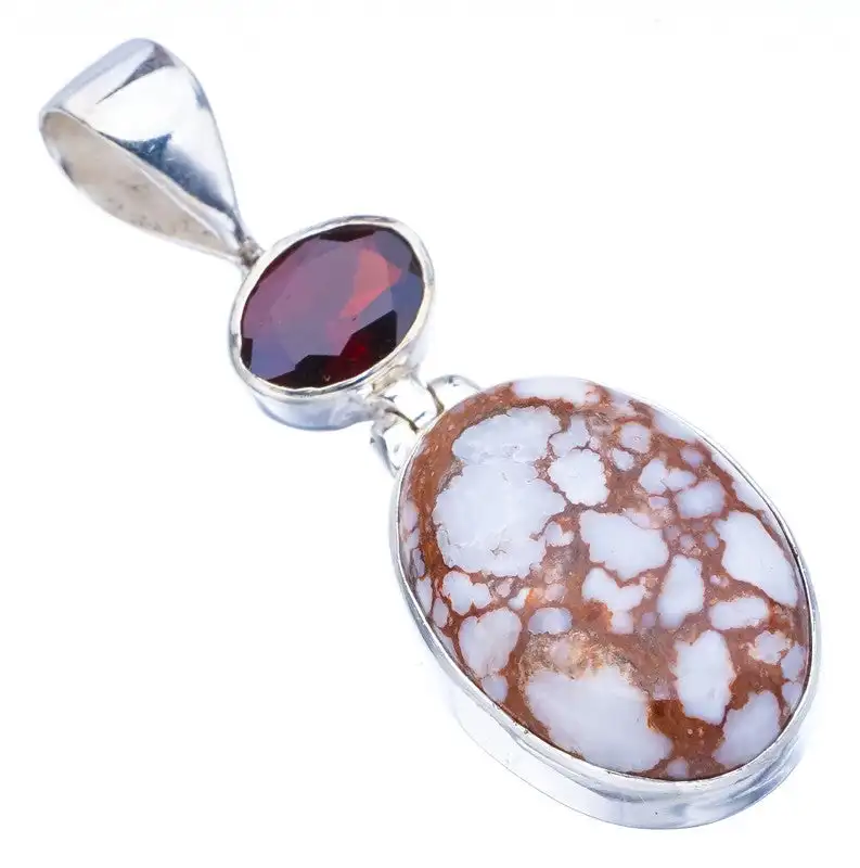 StarGems Peanut Wood Jasper GarnetHandmade 925 Sterling Silver Pendant 1.5