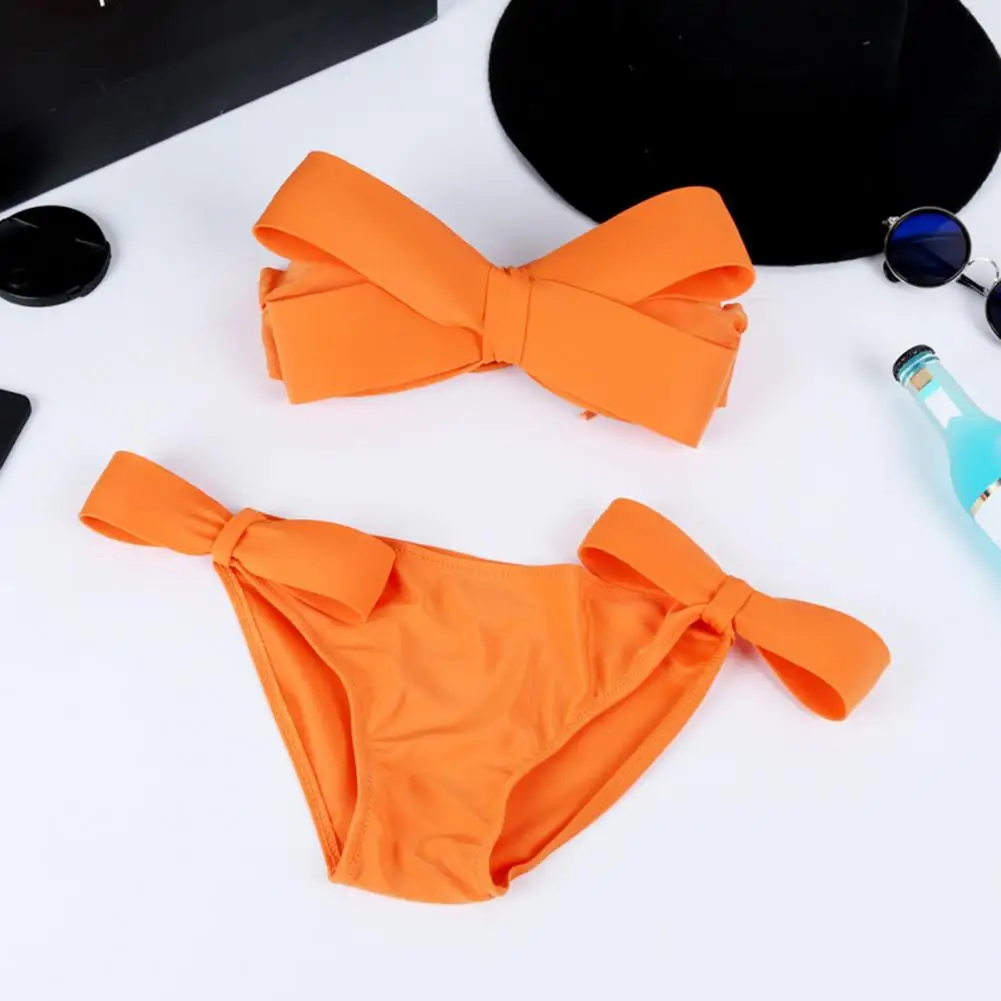 Bikini ajustado sexi para mujer, conjunto de Bikini con lazo y cuello Halter para vacaciones en la playa, traje de baño Sexy dividido, traje de baño sólido a la moda