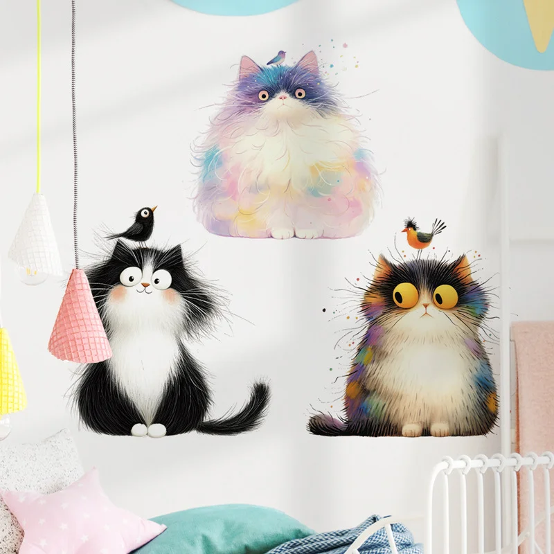 

Cartoon Wall Sticker For Children Plush Cat PVC Room Decor Stickers Home Decoration Accessories Self-Adhesive Wallpaper