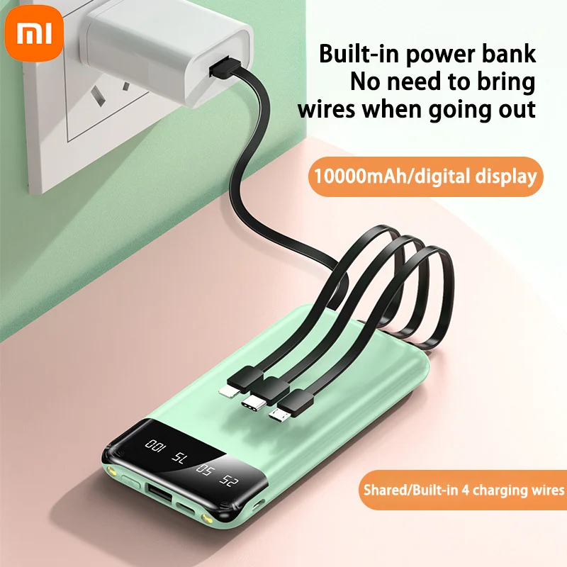 Xiaomi 50000mAh Large Capacity Power Bank 4 in 1 Built in Cables Powerbank LED Intelligent Digital Display for Iphone Samsung