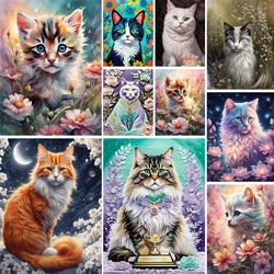 Animal Pet Cat Printed Fabric 11CT Cross Stitch Embroidery Full Kit Handiwork Handmade Painting Knitting Gift Room Decor Sales
