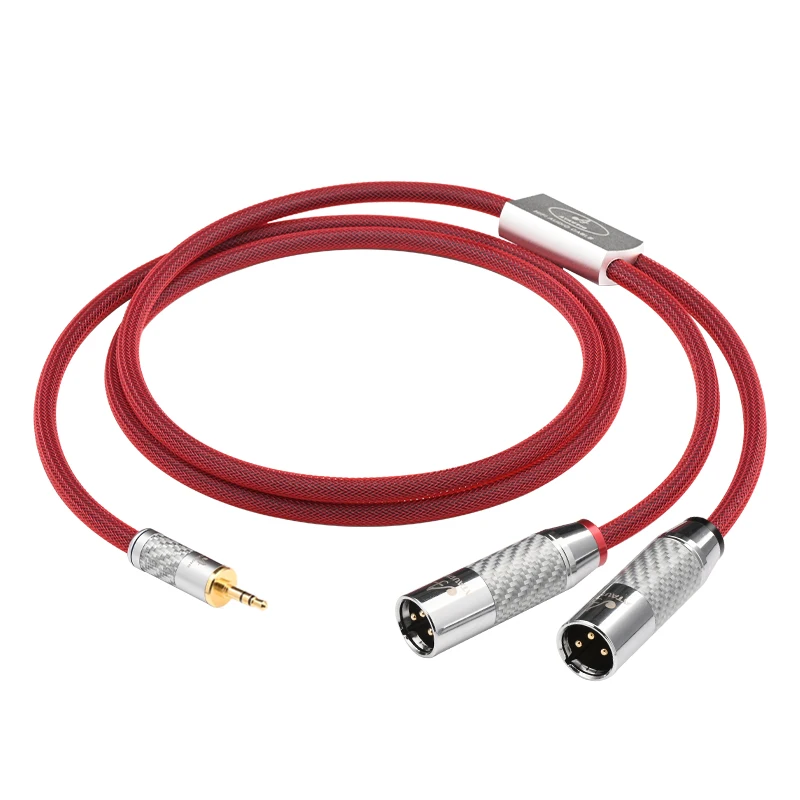 ATAUDIO-Cable de Audio HiFi de 3,5mm a 2XLR para mezclador de teléfono, núcleo de plata pura 6N, estéreo, conector de 3,5mm a 2XLR macho/hembra, Cable amplificador