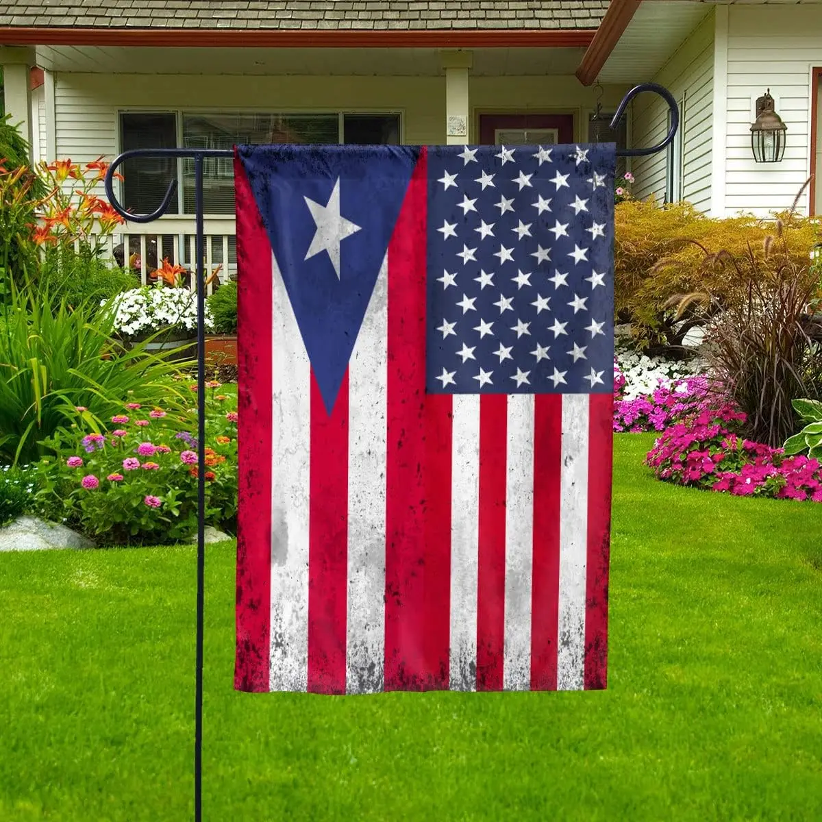 PERFECTMEN American Puerto Rico Flag - Premium Polyester Double Sided USA Flag - Garden Flag (12