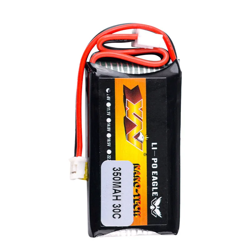 Batteria Lipo HJ 2S 7.4V 350mAh aggiornata per AXIAL SCX24 90081 C10 1/24 Modelli di auto telecomandati 30C 7.4V Batteria