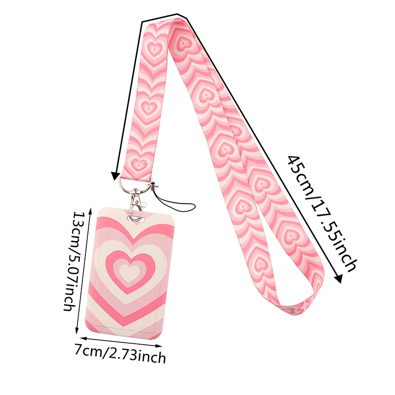 Herzförmige Karte Tasche Schlüsselanhänger Lanyard Cartoon Hängen Seil für Schlüssel ID Karte Hülse Abzeichen Halter Umhängeband Schlüssel Schnur Geschenk Gut