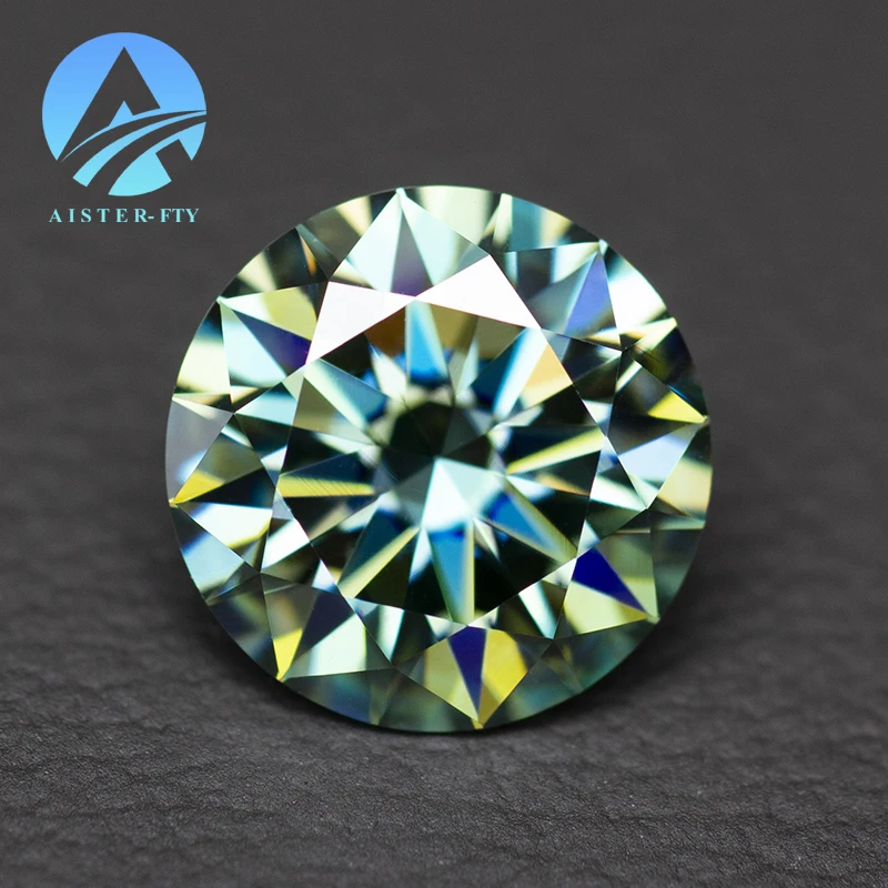 

AISTER Peacock Blue Moissanite Loose Stone 3EX 8 Hearts & 8 Arrows VVS1 Pass Diamond Tester with GRA Certificate
