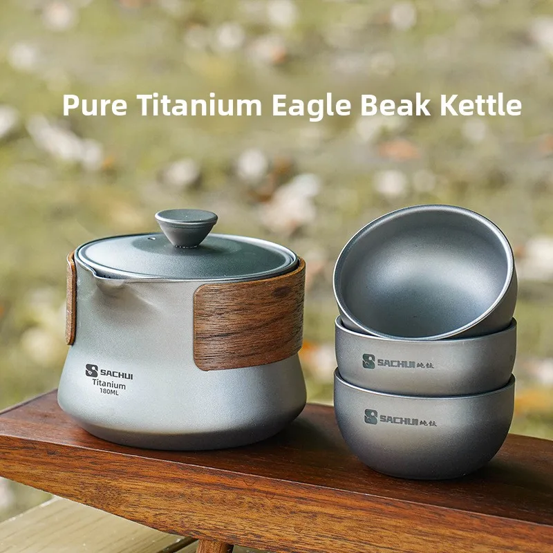 

Portable Pure Titanium Tea Set Double Layer Anti-Scalding Camping And Climbing Equipment Travel Fast Passenger Cup Outdoor Me...