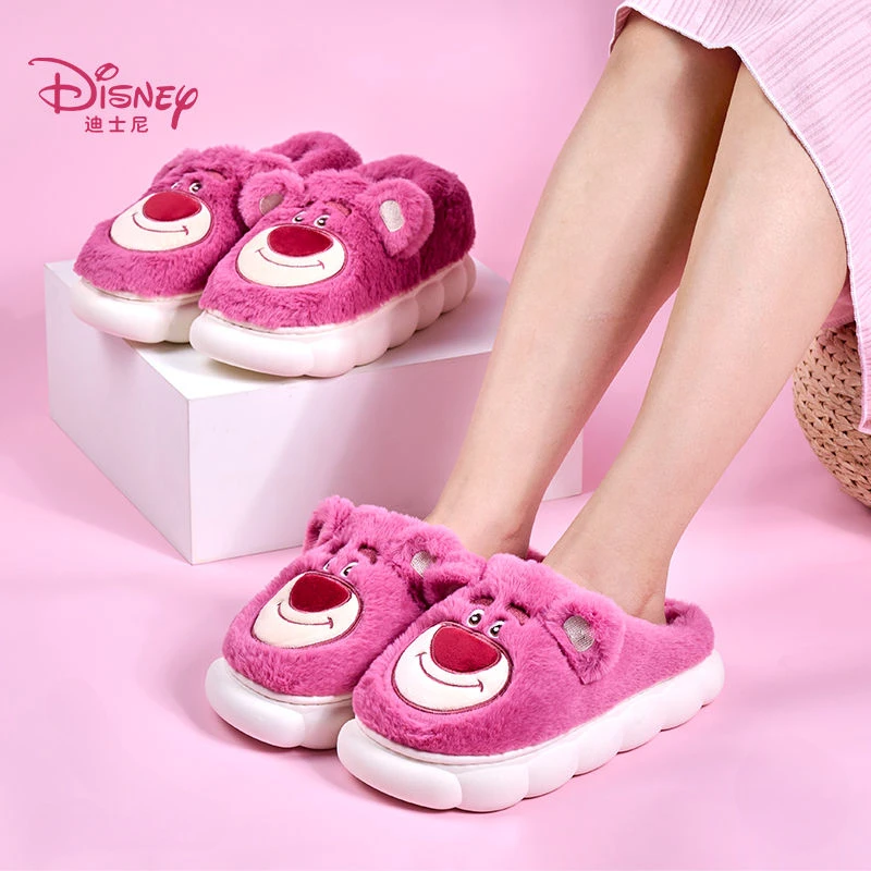 Lilo and Stitch Disney Two Way Cotton Slippers Anime Character Lotso Accessories Women's Kawaii Plush Home Non Slip Slippers