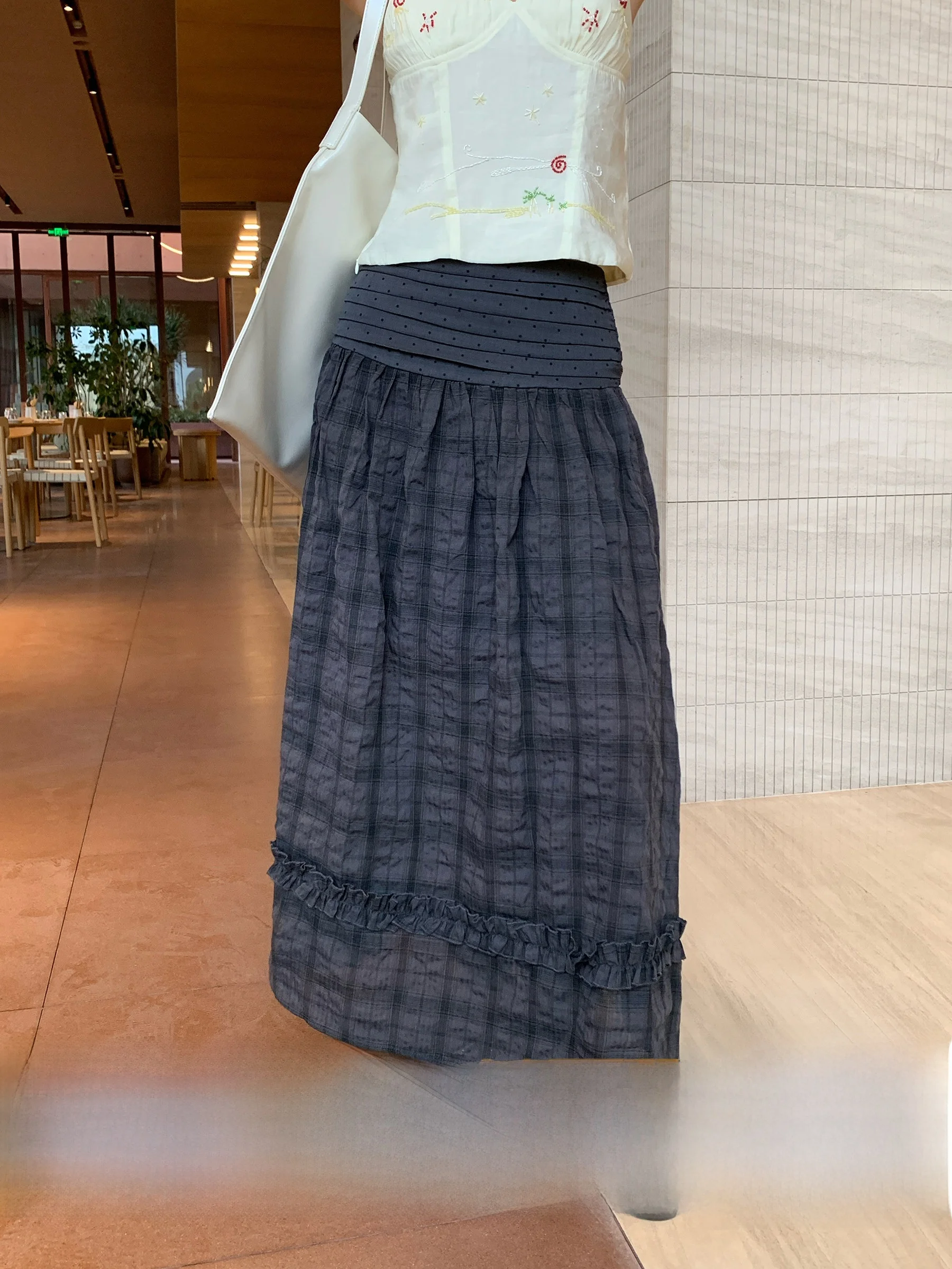 

Винтажная клетчатая юбка Creamsu А-силуэта для женщин, летняя, с завышенной талией, облегающая, универсальная, для повседневной носки