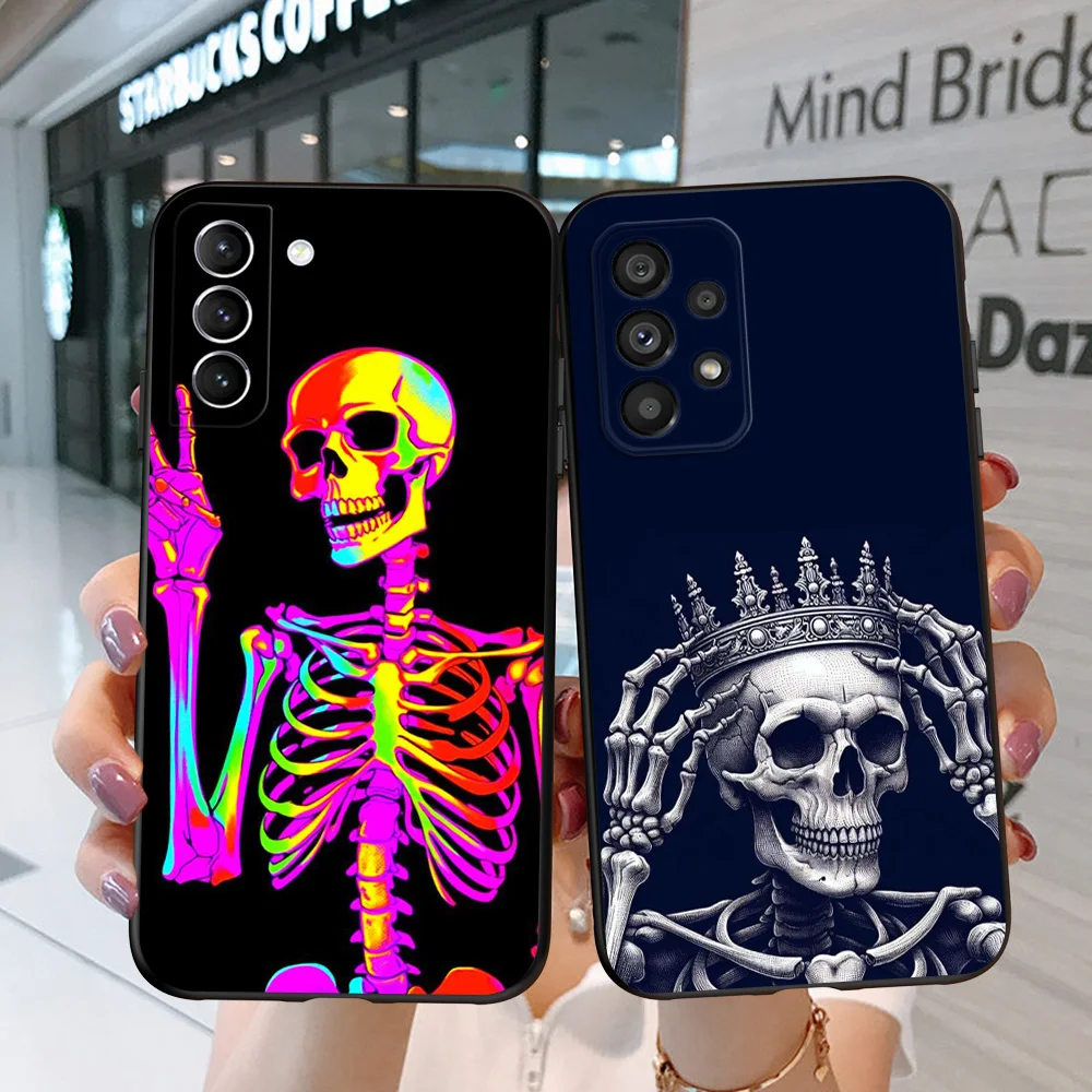 Black tpu Case For Samsung galaxy A54 A34 A14 5G A04 NOTE 20 10 9 PLUS ultra+ cover Legend Skull Art