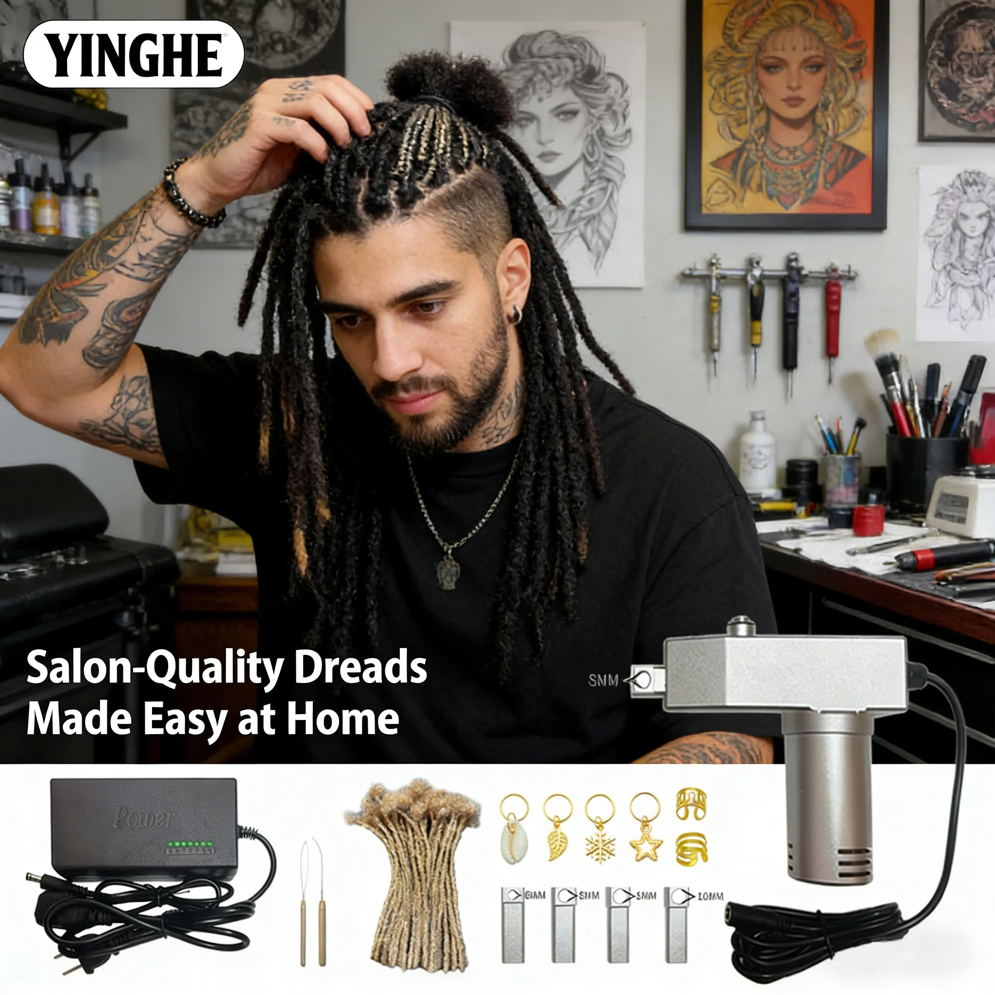 

Усовершенствованное автоматическое устройство для укладки волос 2026 года – аппарат для создания дредов с крючками 6/8/10/12/14/16 мм для легкого самостоятельного создания дредов и плетения кос