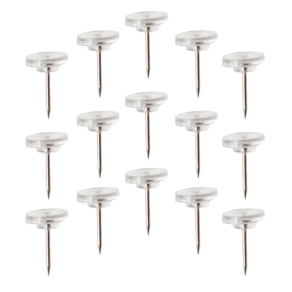 

100 Pcs Head Round Thumb Tacks For Walls Shaped Nails Clear Thumbtacks for Office Cork Board Wall Map Markers Drawing
