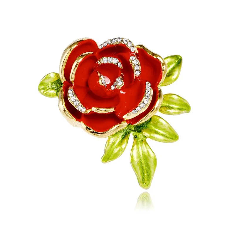 Fashion Rose Enamel Brooch Chinoiserie Elegant Creative Flower Needle 2 Color Clothing Simple and Atmospheric Needle Accessories