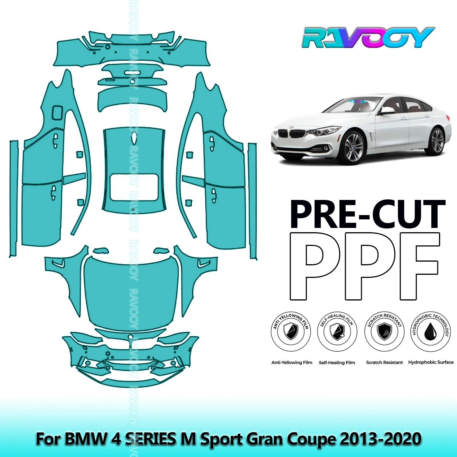 

For BMW 4 SERIES M Sport Gran Coupe 2013-2020 8.5Mil Precut PPF Kit Full Vehicle Paint Protection Film