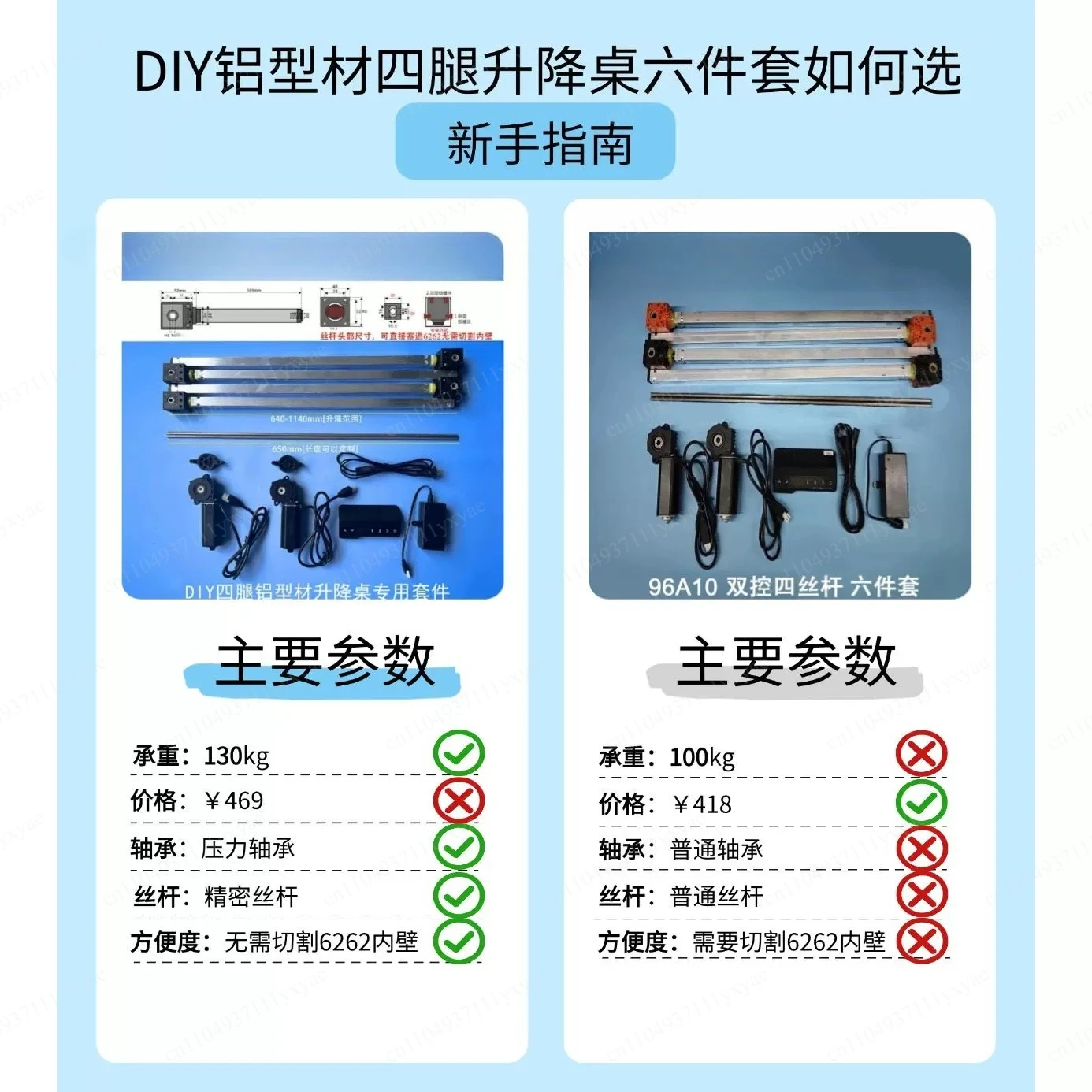 Lifting table with motor 94A10 screw controller hexagonal rod four columns double motor