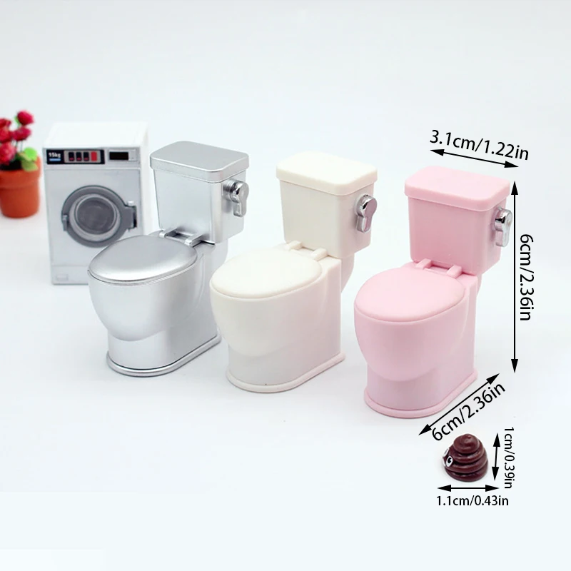 1/12 casa de bonecas simulada vaso sanitário com som de descarga casa de bonecas móveis de banheiro decoração acessórios para casa de bonecas