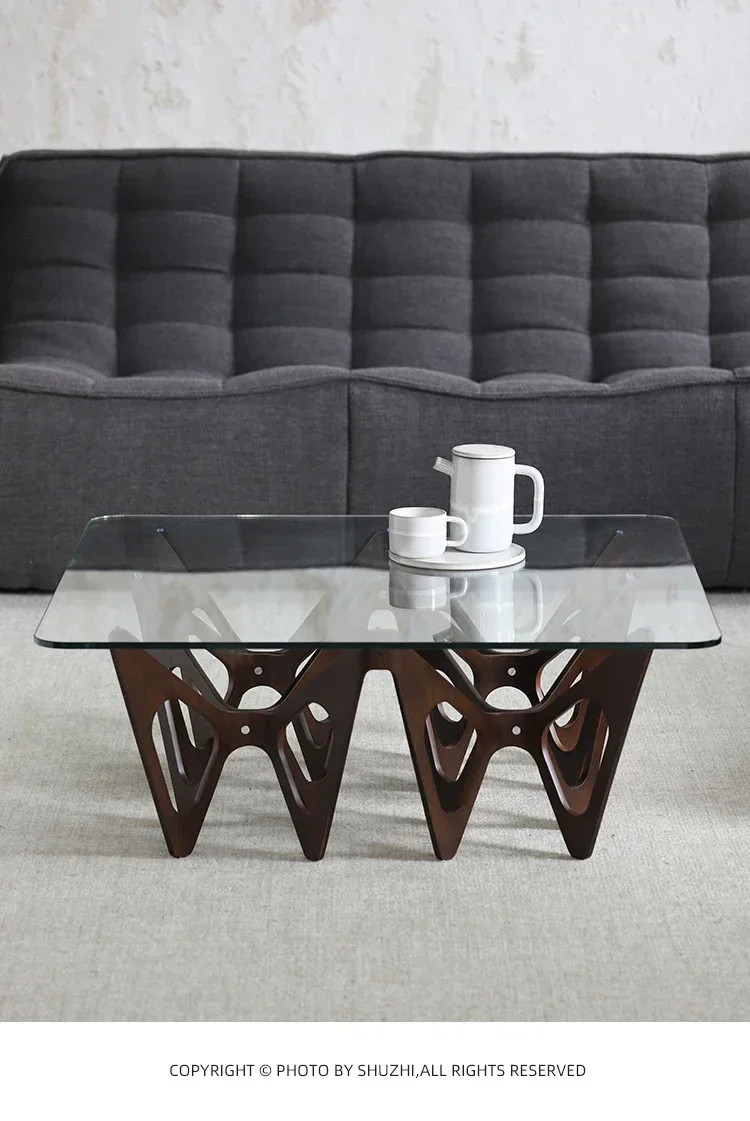X0 Скандинавский итальянский минималистичный квадратный журнальный столик из закаленного стекла для гостиной, черный дуб