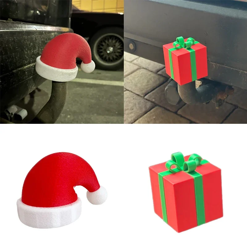 

3D Printed Christmas Hat Trailer Hitch Ball Cover Coupling Cap Fun Receiver Tube Protector For Trailer Prevent Rusting Best Gift
