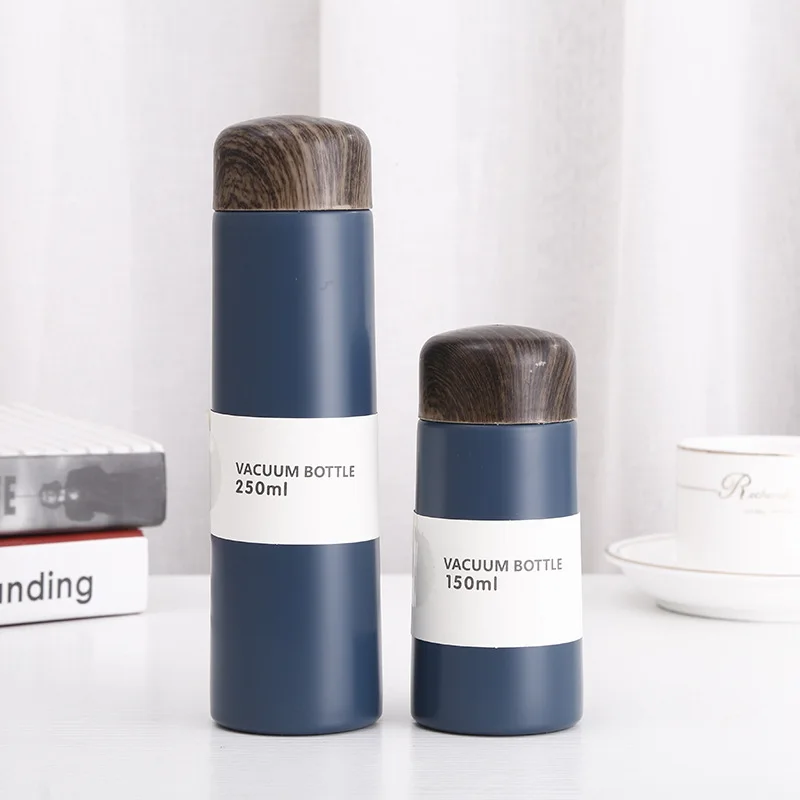 Small Stainless Steel Water Cup Cute Portable Insulation Cup Vacuum Flask Plastic Lids 250ml