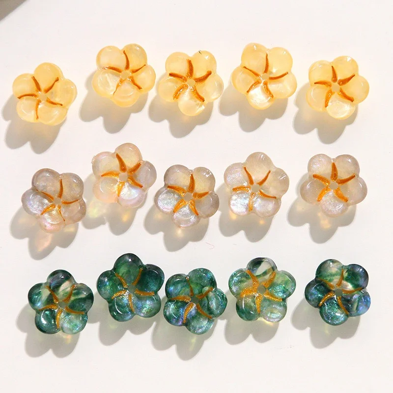 

Новое поступление, 100 шт./лот, 10 мм, акриловые бусины с цветным принтом в форме цветов, для самостоятельного изготовления украшений, аксессуаров для одежды и волос