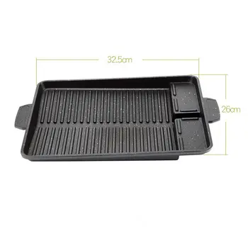 BBQ grilovací pánev 32 x 26 cm přenosná nepřilnavá vrstva butanový plynový sporák obdélníková korejská grilovací deska 8 nejlepší prodej otočit palivo - №4