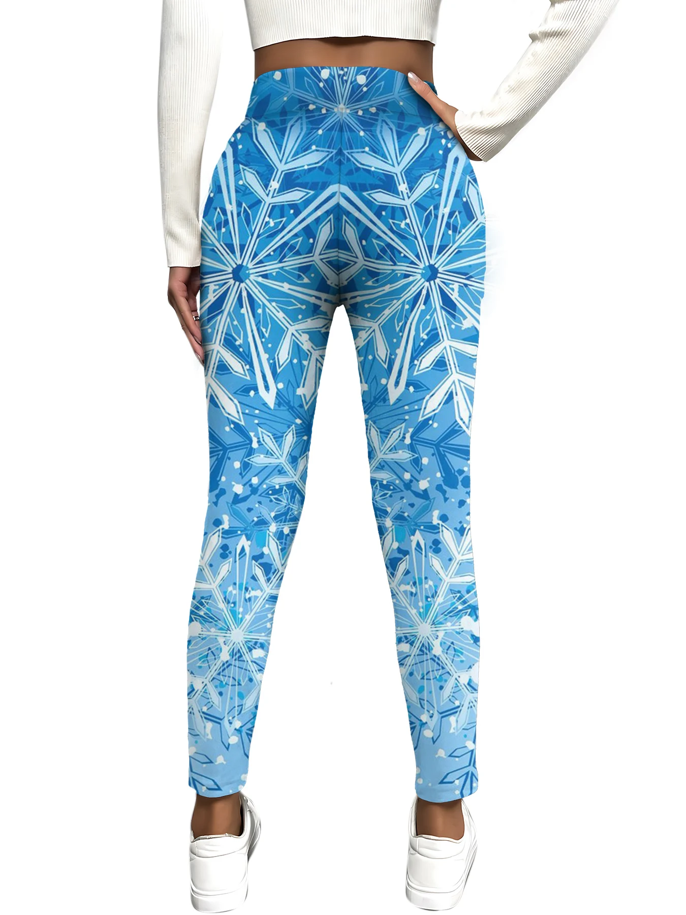 MSIEESO-Leggings de yoga College en 3D pour femmes, pantalons de Noël, jogging, fitness, vêtements de sport, bleu, flocon de neige en cristal de glace, azole