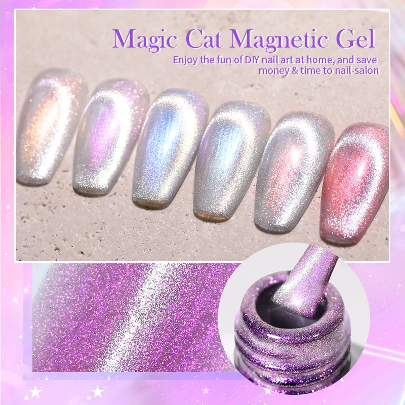 BORN PRETTY Magic Cat esmalte de uñas de Gel magnético Aurora Snowlight, holográfico reflectante, purpurina láser, Gel brillante Soak Off