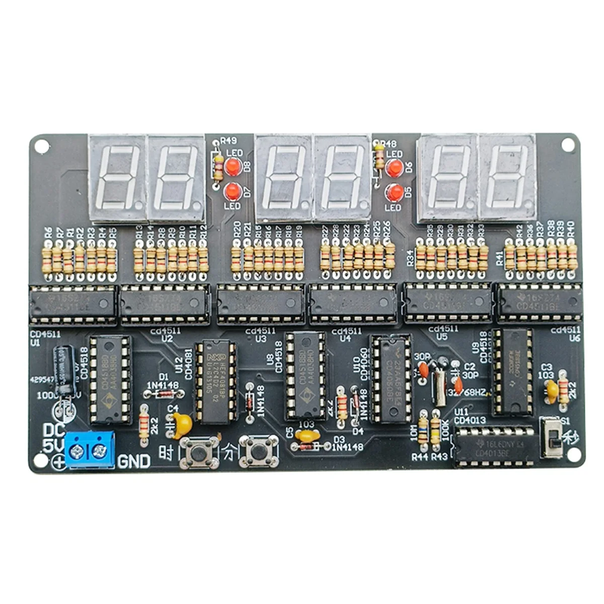 DC 4.5V-5.5V 6-Bit Digital Circuit Clock Kit Electronic Clock Teaching and Training Welding Production DIY Parts