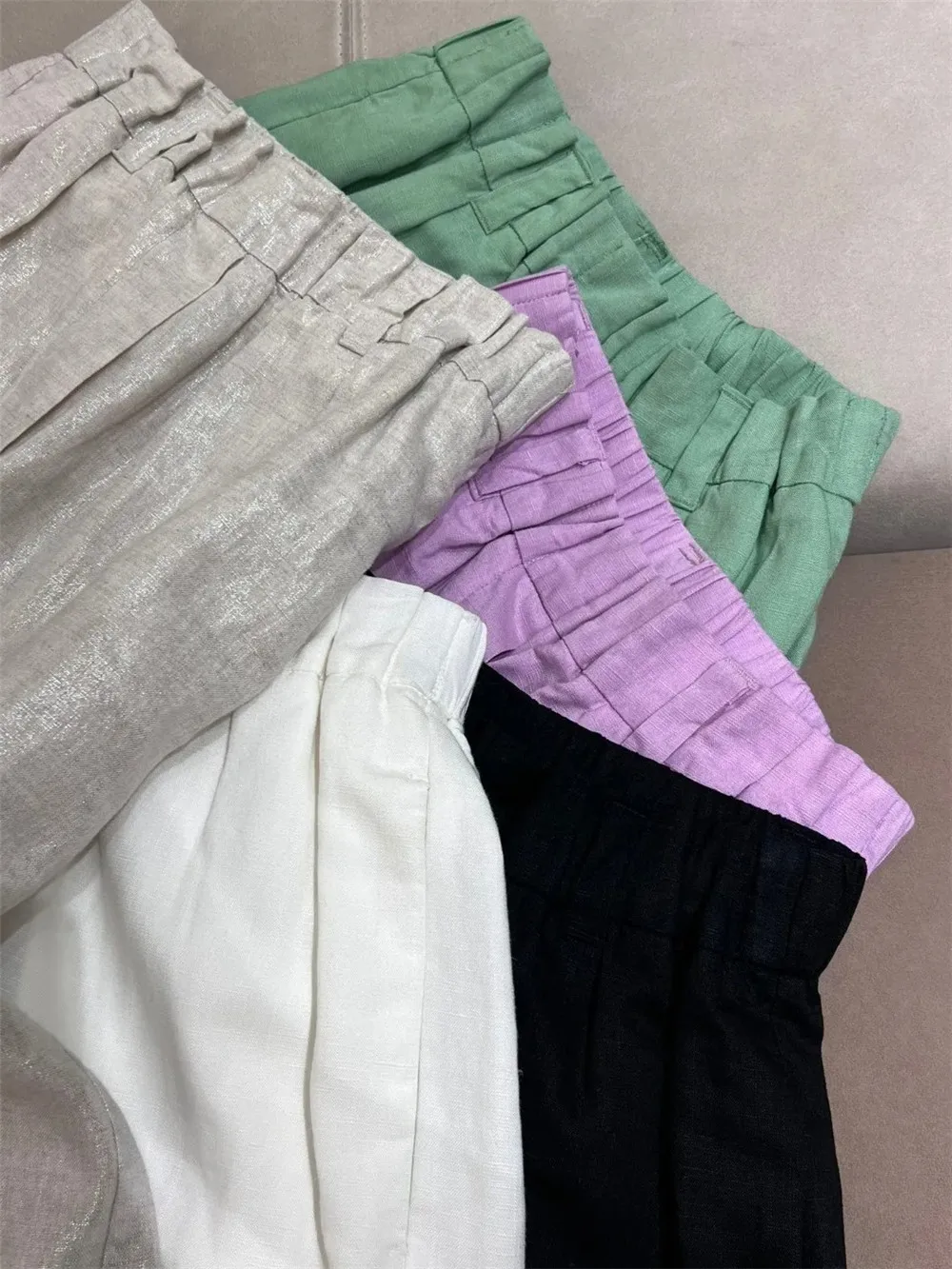 Summer B*C Women's Silk Linen Five-Quarter Trousers Casual Shorts Fashion Versatile