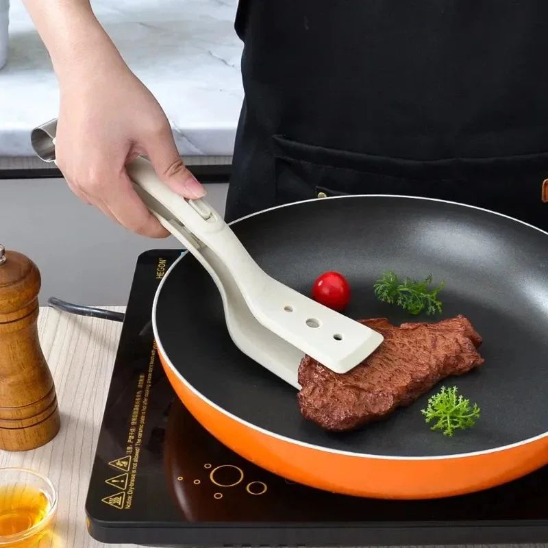

Multipurpose 2 In 1 Silicone Clamp Spatulas And Tongs, Omelette Spatulas Fried Steak Clamp Flipping Fish Gripper Bread Clip
