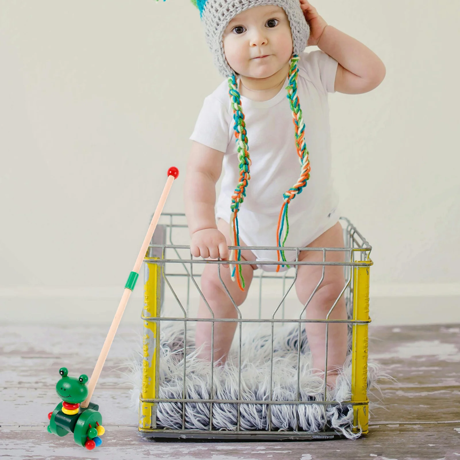 Toy Child Toddler Baby Boy Toys Girl Push and Pull Bamboo Early Childhood Walker Wooden Trolley