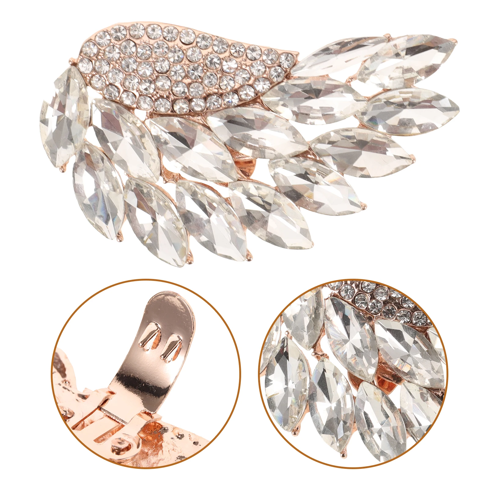

2pcs Rhinestone Clips Wing Angle Crystal Shoe Flowers High Heel Accessories Party Wedding Sparkly Decorations Golden Durable