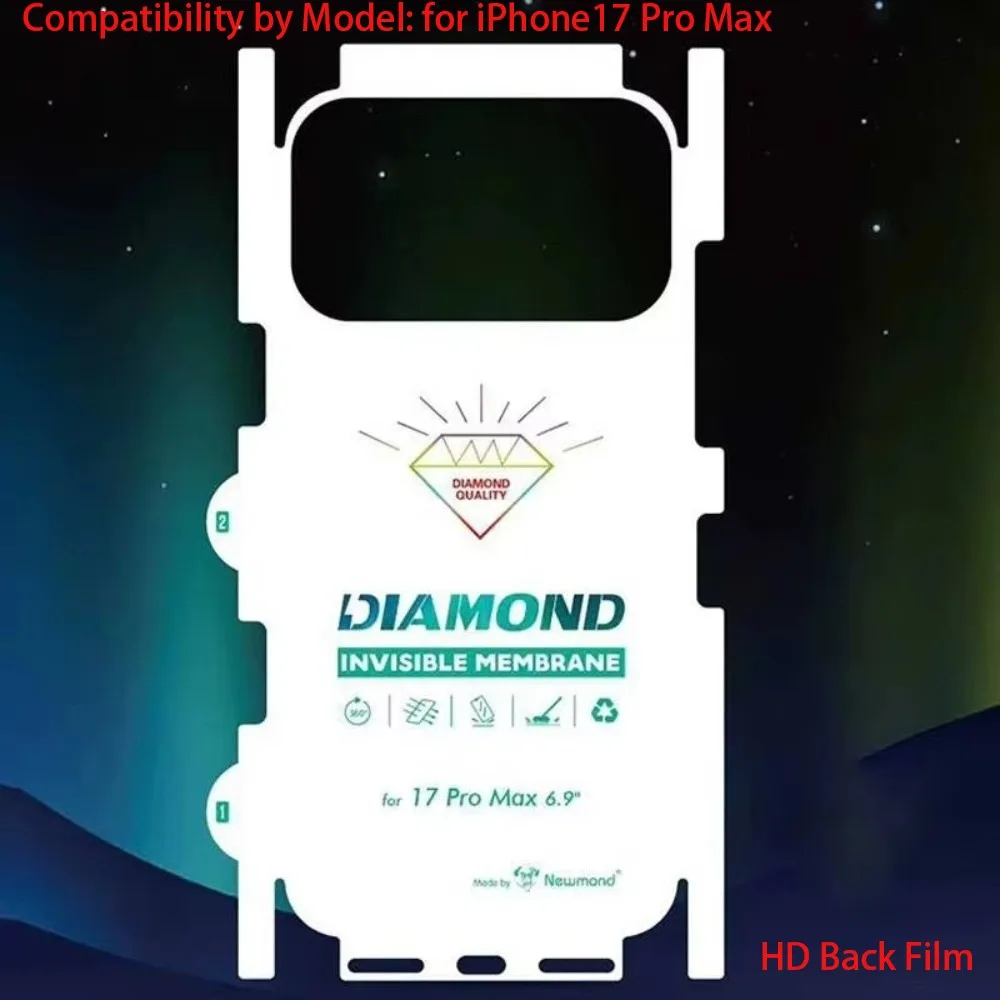 

HD Clear Back Screen Protector Soft TPU Anti-Shatter Hydrogel Film Anti-scratch for iPhone 17Pro/17 Pro Max