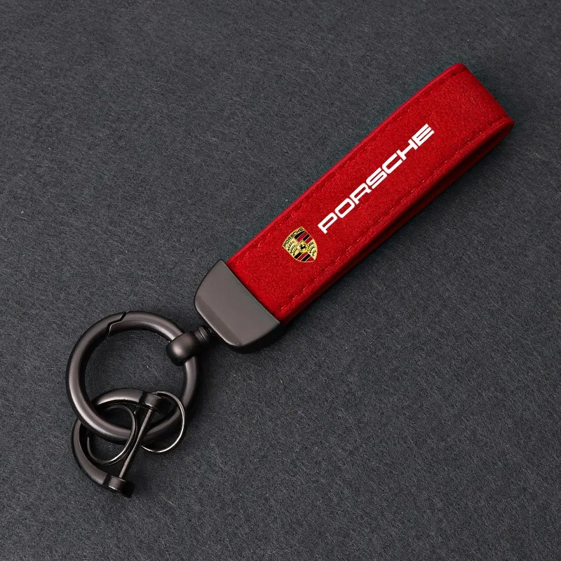 Porte-clés de voiture avec pendentif à breloque, chaîne de broderie Porsche, Panamera Macan 911 718 Taycan Boxster Cayman 918 Pajun, accessoires