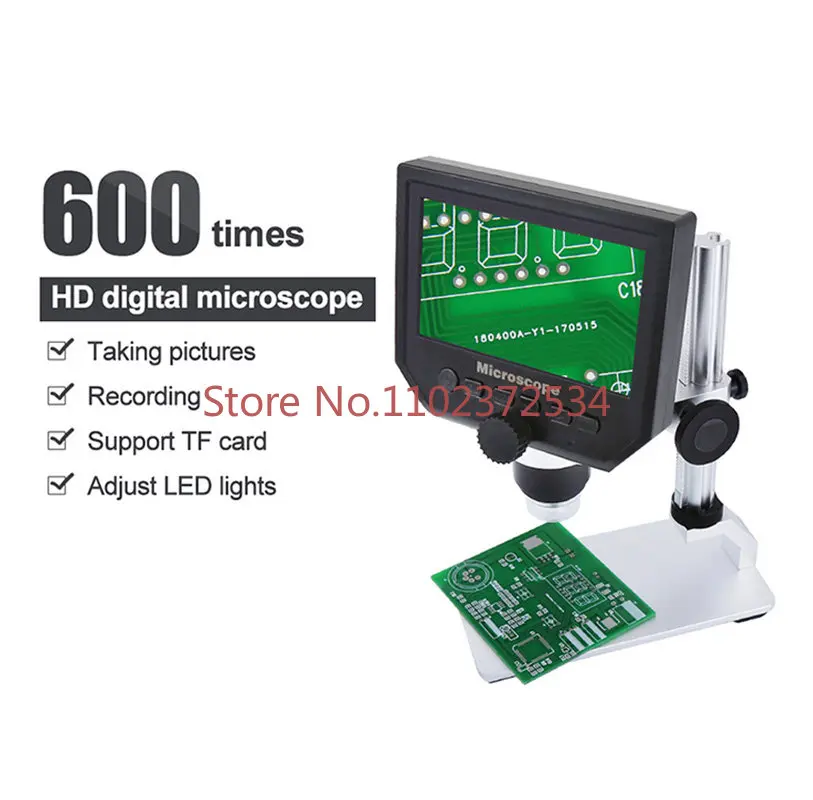 G600 600X 3.6MP Digital Microscope Electronic Video Microscope 4.3inch HD LCD Phone Repair Magnifier