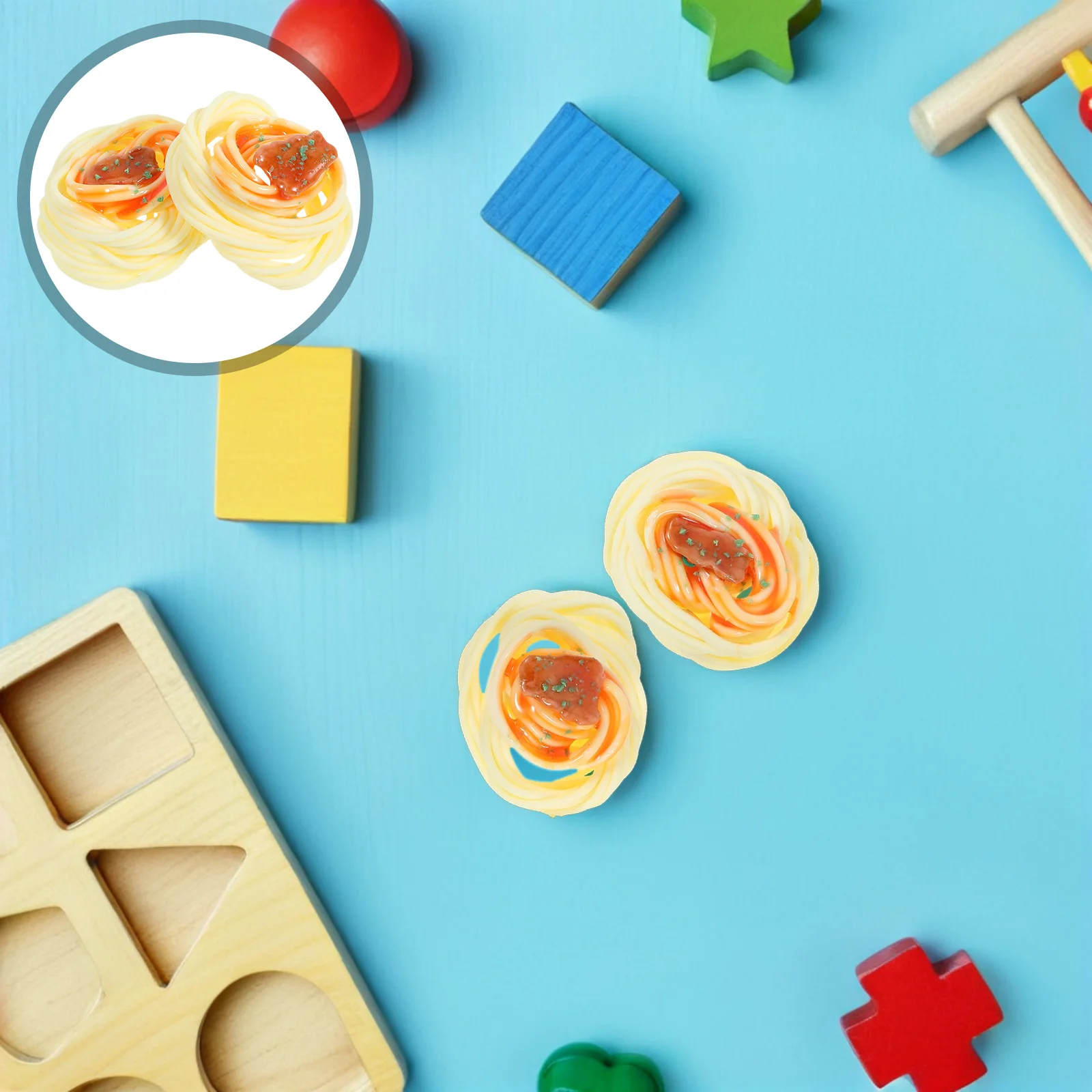 

2 Pcs Simulated Noodle Toys Kids Kitchen Accessories Steak Spaghetti Food Models Fake Decors Child