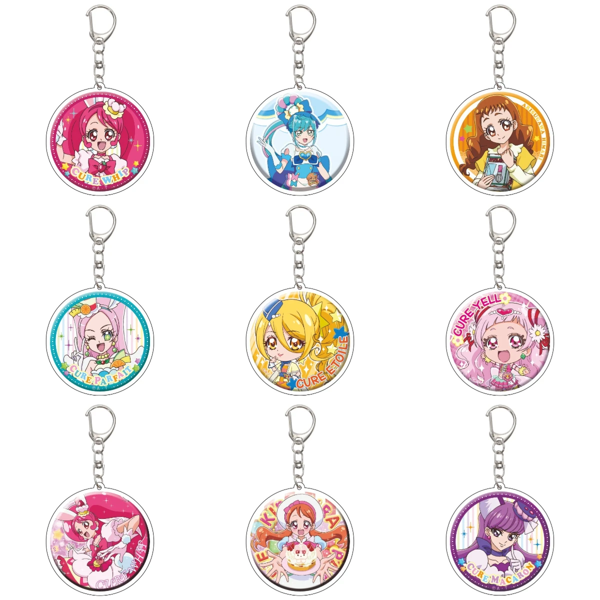 55MM Anime Pretty Cure Keychain Natsuki Rin/Kasugano Urara/Akimoto Komachi  Key Chain Acrylic Model Plate Christmas Gifts