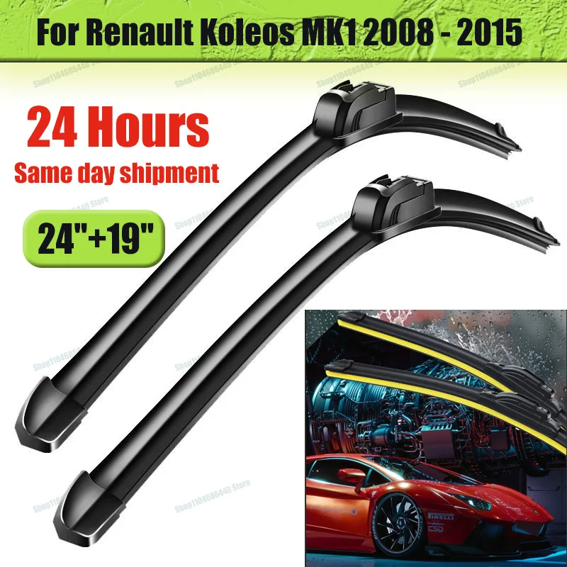 

Car Wiper Front Wiper Blades Set For Renault Koleos MK1 2008 - 2015 2014 2013 2012 2011 2010Windshield Windscreen Window 24"19"