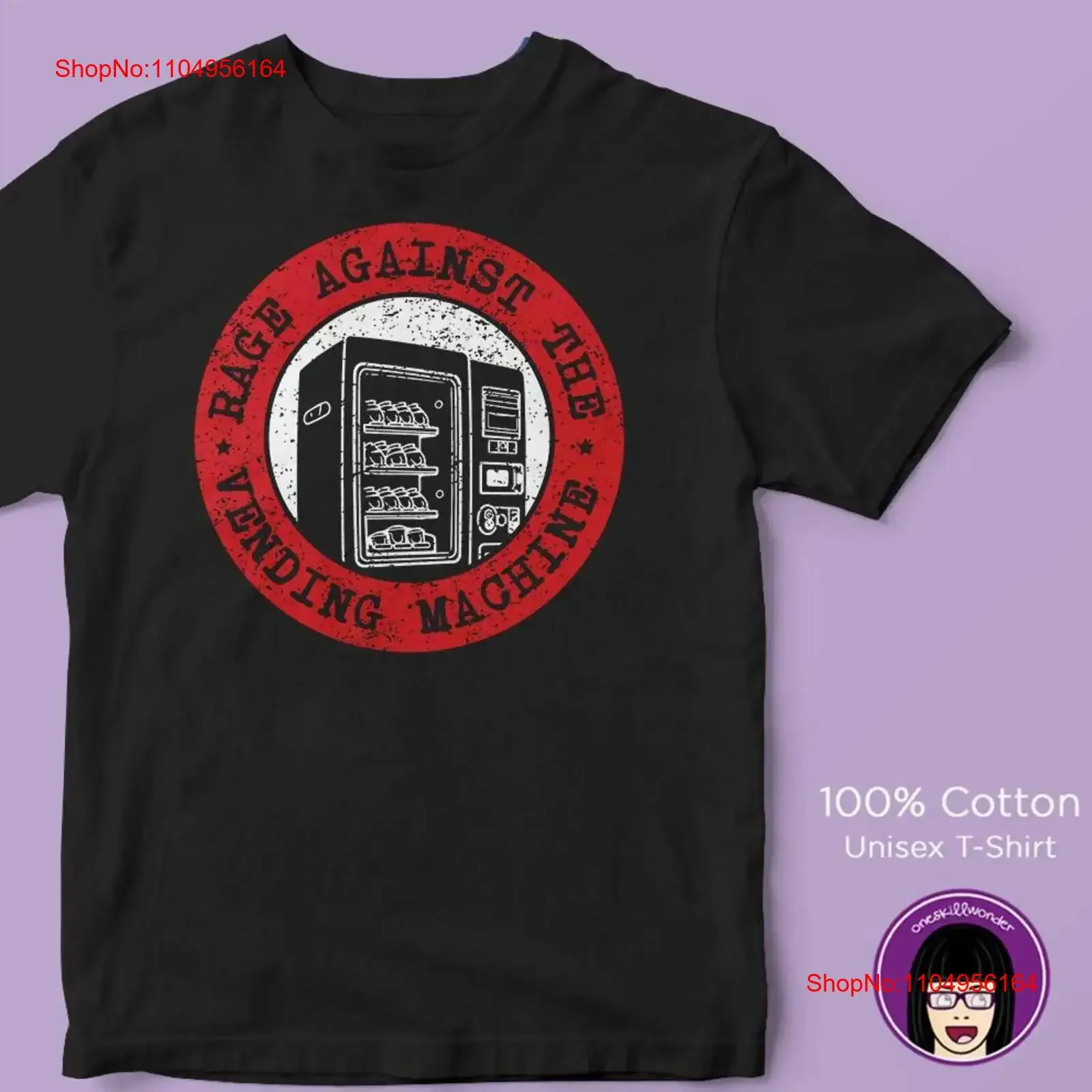 

Rage Against the Vending Machine unisex T Shirt Rock Music 80s Lover 90s vintage Washed homme Stylish Slightly Casual Unisex