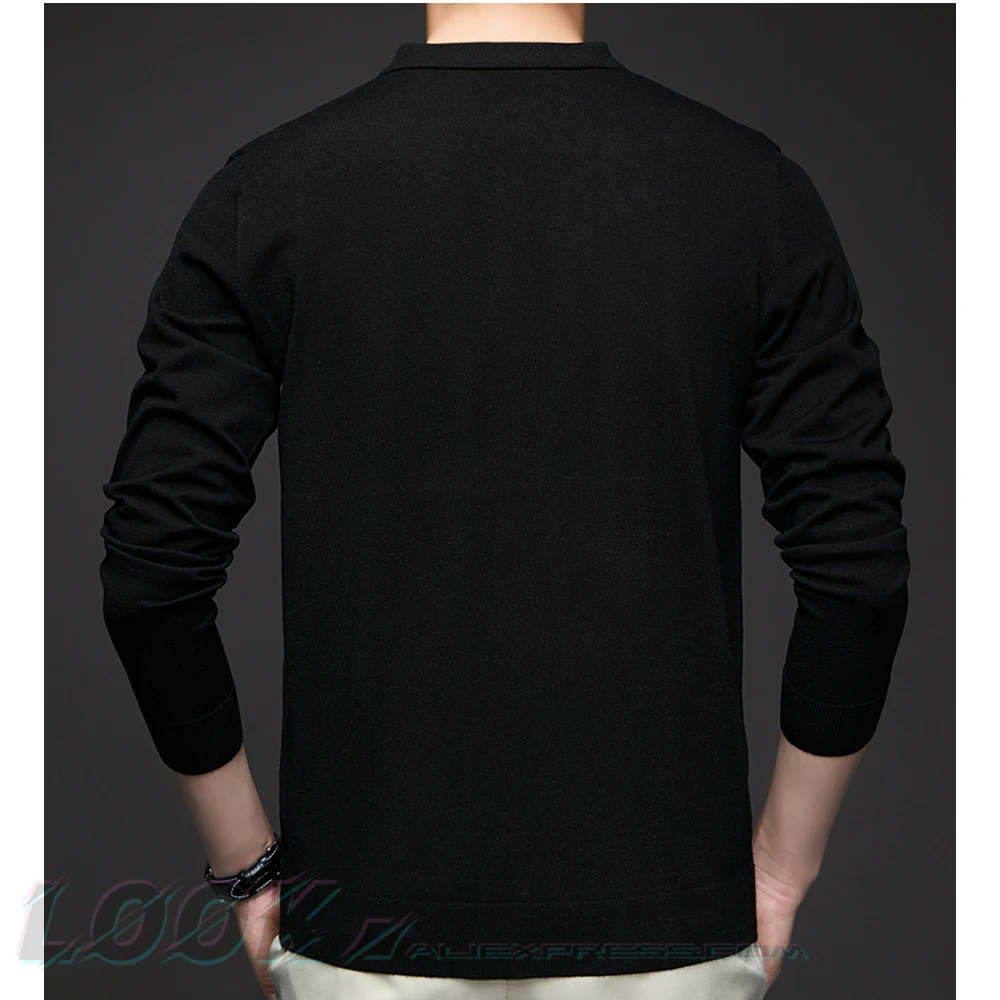 Men Autumn Long Sleeve Wool Blend Solid Color Polo Neck Pullover Sweater Casual Innerwear Sizes M-4XL Multiple Colors Available