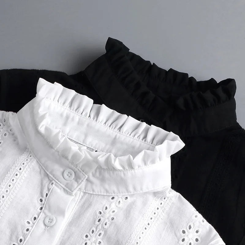 Fake Autumn Winter Spring Sweater Shirt Decoration Simple Jacquard Ruffle Edge Stand With Bottom Pleated Collar