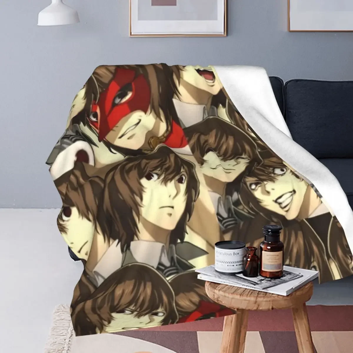 Many Faces Of Goro Akechi Blanket Soft Warm Flannel Throw Blanket Bedspread for Bed Living room Picnic Travel Home Sofa