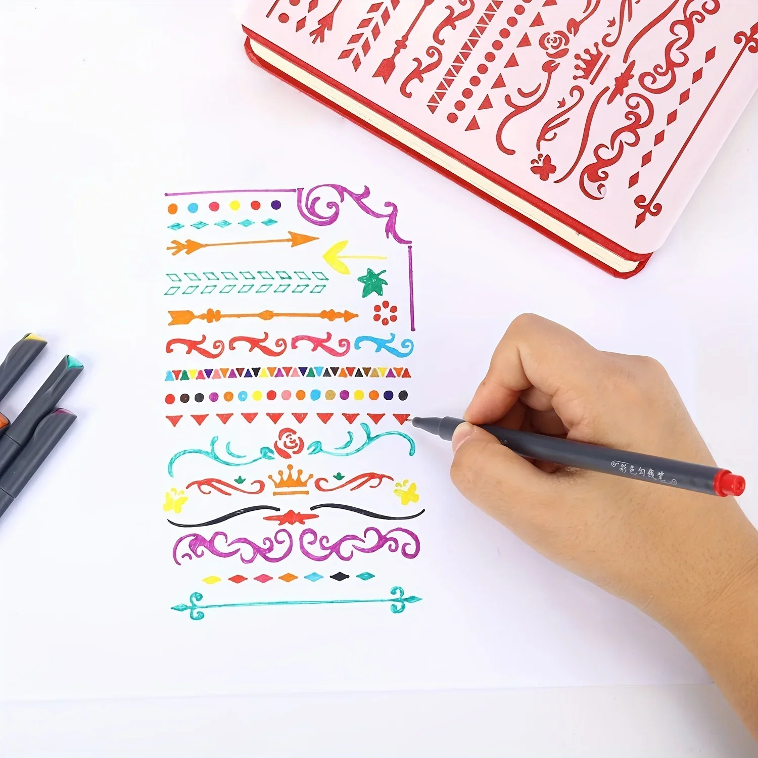 12-100pcs Colorful Line Drawing Pen Set Micro Tip Fineliner Pen Drawing Painting Sketch Fine Art Marker Office School Stationery