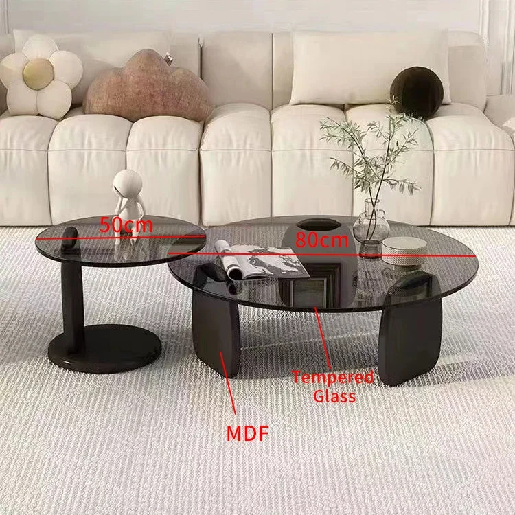 Glas Couch tisch Set Licht Luxus moderne minimalist ische minimalist ische kreative Sofa Wohnzimmer Haushalt runden Beistell tisch neu