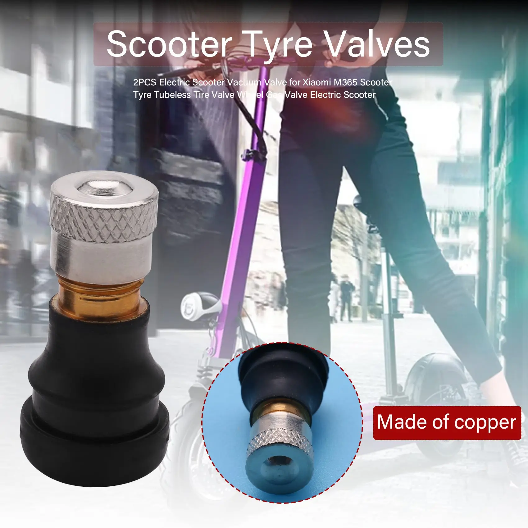 2PCS Electric Scooter Vacuum Valve for Xiaomi M365 Scooter Tyre Tubeless Tire Valve Wheel Gas Valve Electric Scooter