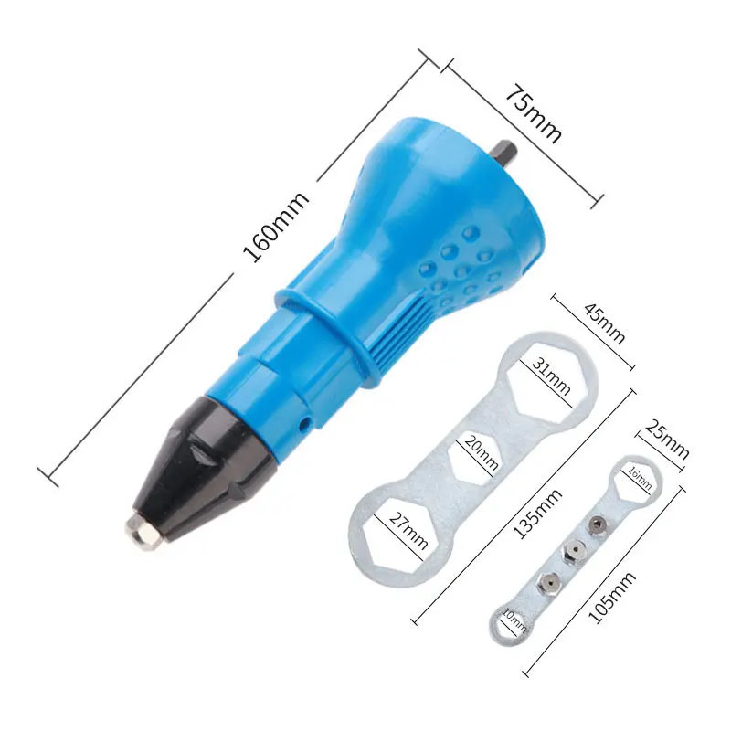 Electric Adapter Pull Rivet Gun Blue Blind Core Black Cap Upgrade Rivet Gun Pull Rivet Gun Conversion Head Dremel Makita